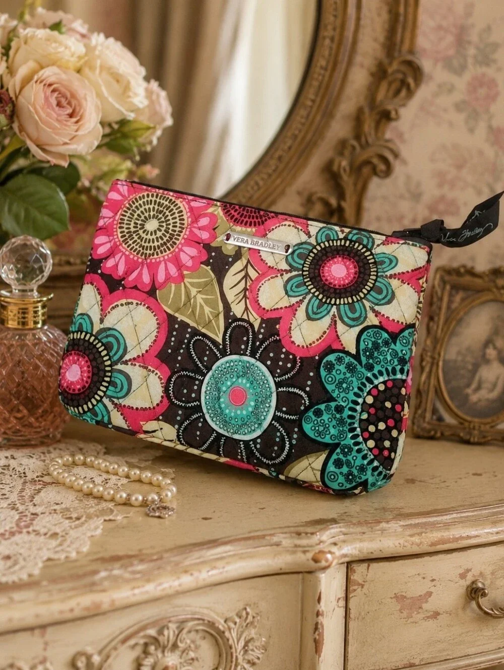 Vera Bradley Quilted Floral Cosmetic Bag